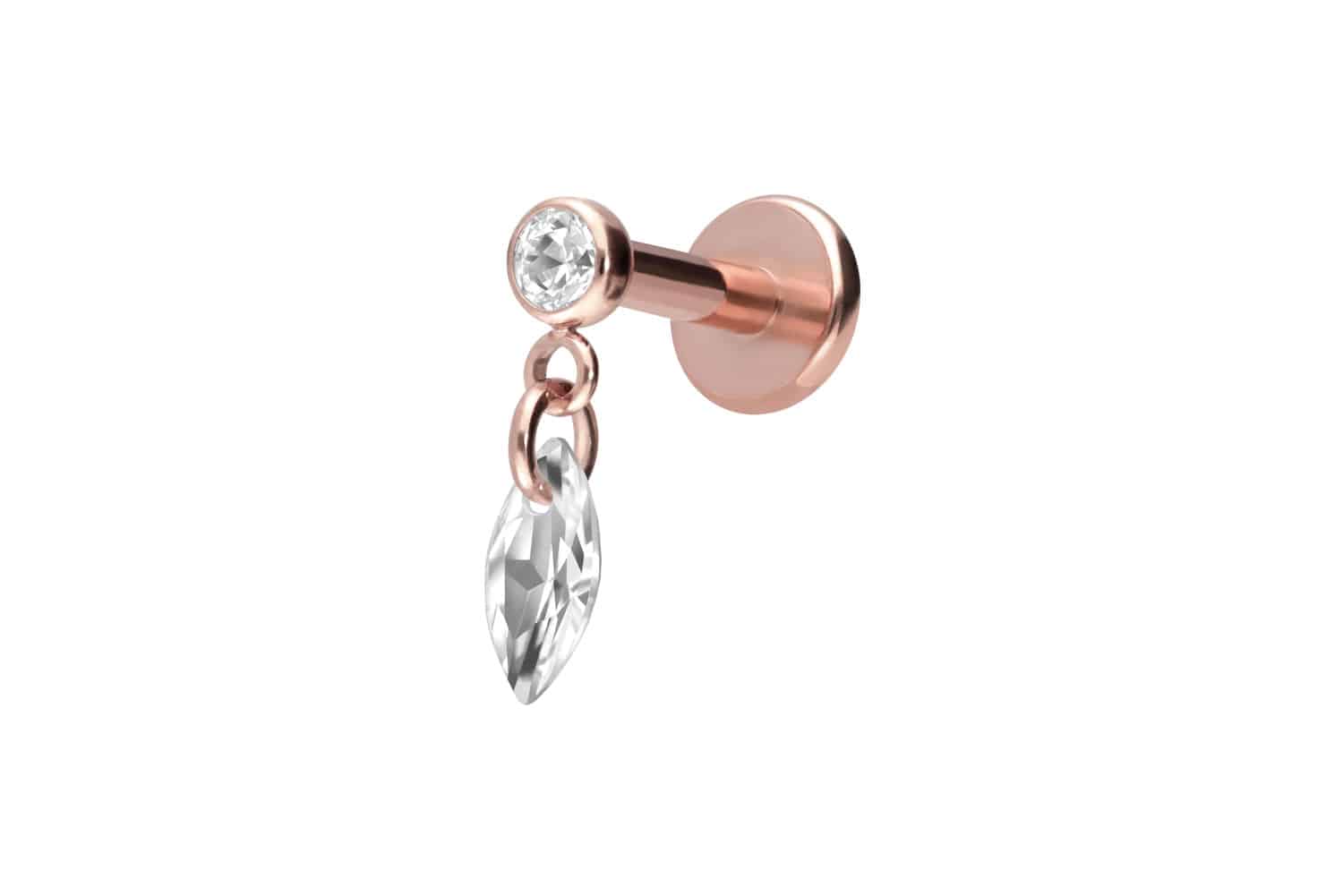 Titan Labret Piercing mit Innengewinde KRISTALLOVAL
